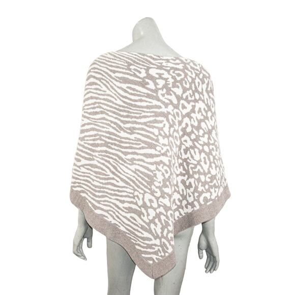BAREFOOT DREAMS Cozychic Ultra Lite Poncho gray Leopard print One Size - Picture 4 of 9